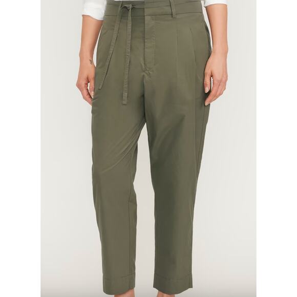 Everlane Poplin High Rise Pleated Cotton Pleated Chino Pants Green Size 2 - Picture 2 of 12